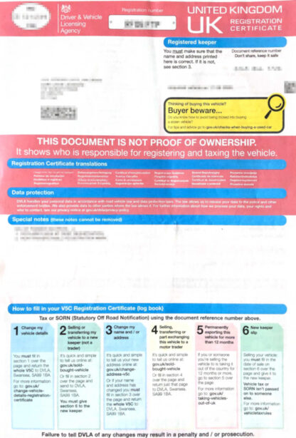 UK Registration Certificate